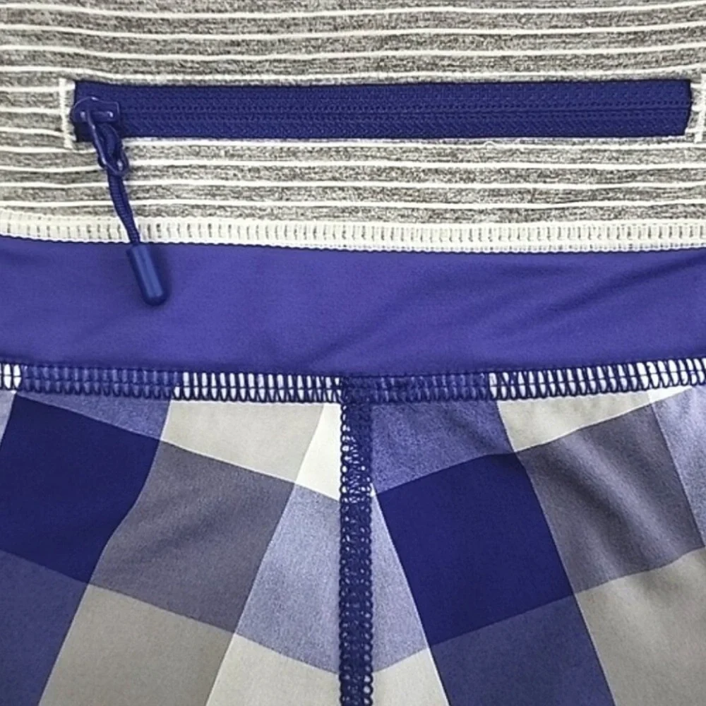 Lululemon Groovy Run Shorts Blue Plaid Size 10